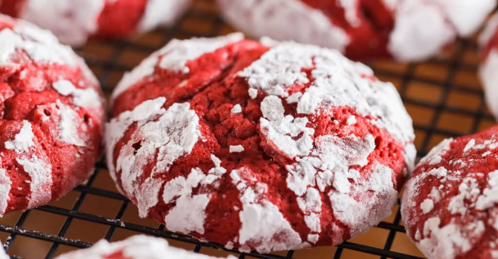 Festive Red Velvet Crinkle Cookies for joyful holiday baking.